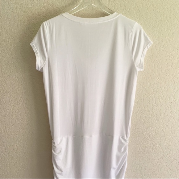 ATHLETA Topanga ruched dress white size medium short sleeves - Picture 9 of 12